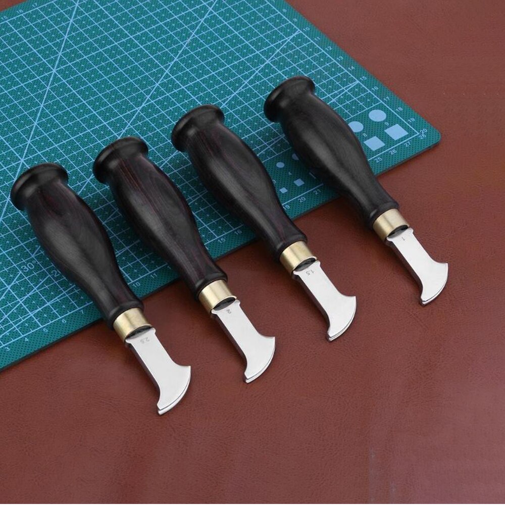 Leather Edge Creaser Stainless Steel Blade Ebony Blackwood Handle Marking Edge Decorate Line Skiving Tool Leathercraft Mark Tool