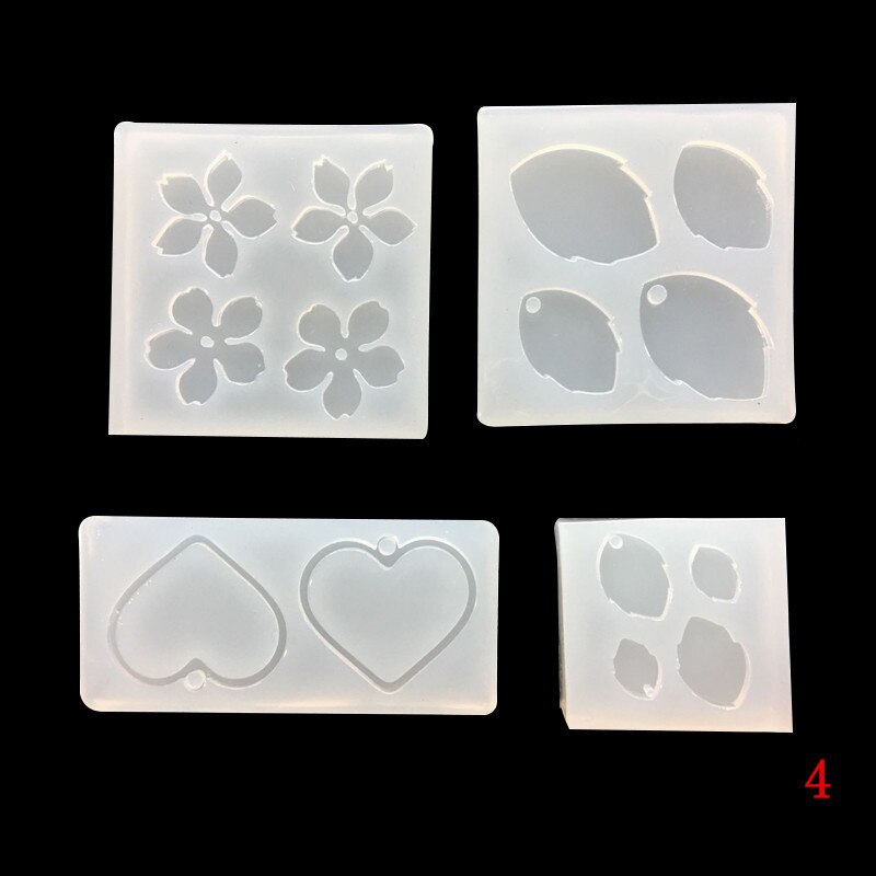 1 pièces UV résine bijoux Silicone liquide moule fleurs & feuille & coeur résine charmes moules pour bijoux à bricoler soi-même faisant des moules: 4