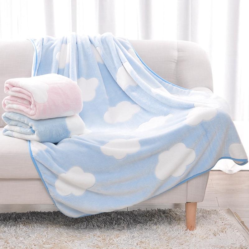 Kinderen deken home comfort zachte flanellen kantoor dutje blauwe hemel deken baby leuke cloud deken