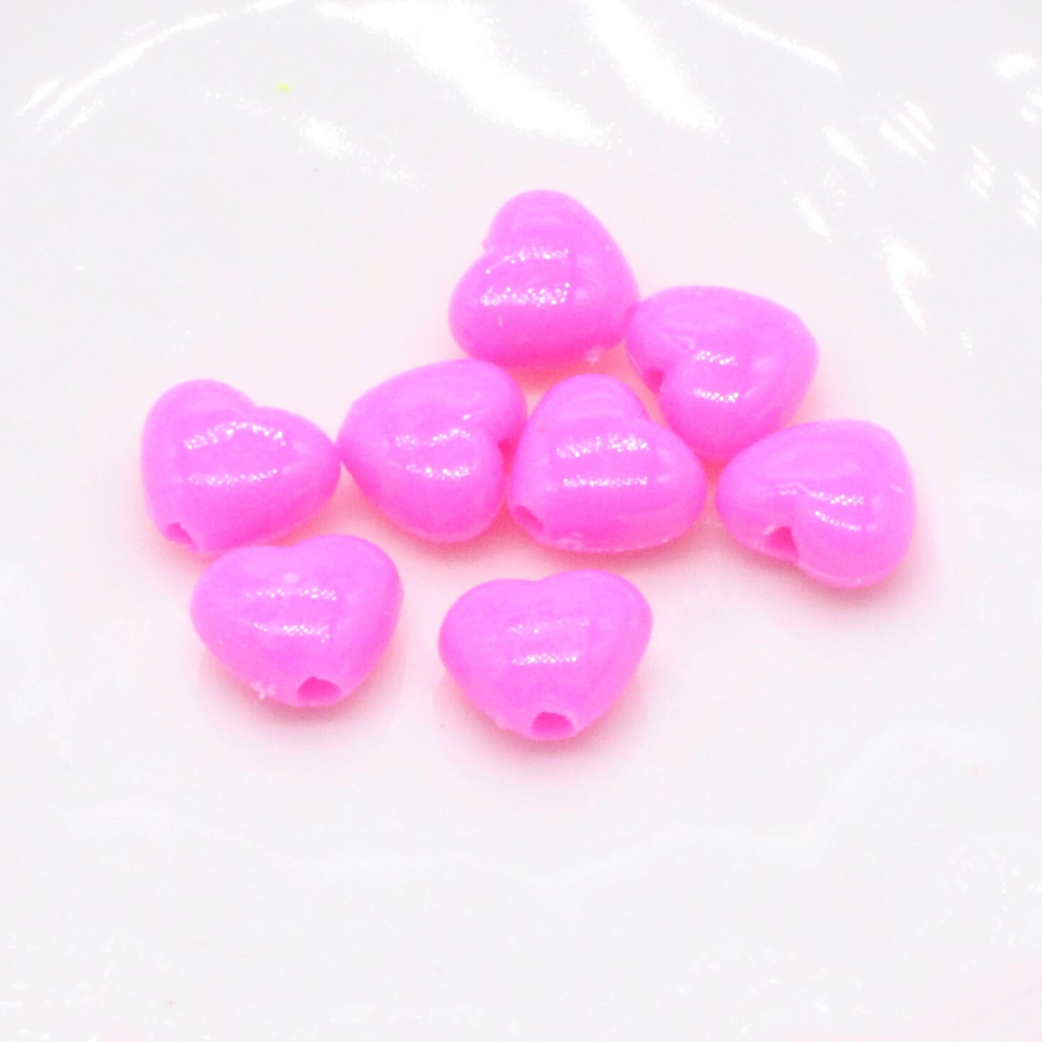 100Pcs 9.3X8Mm Hart Vorm Kralen Voor Sieraden Maken Diy Sieraden Accessoires: Hot Pink