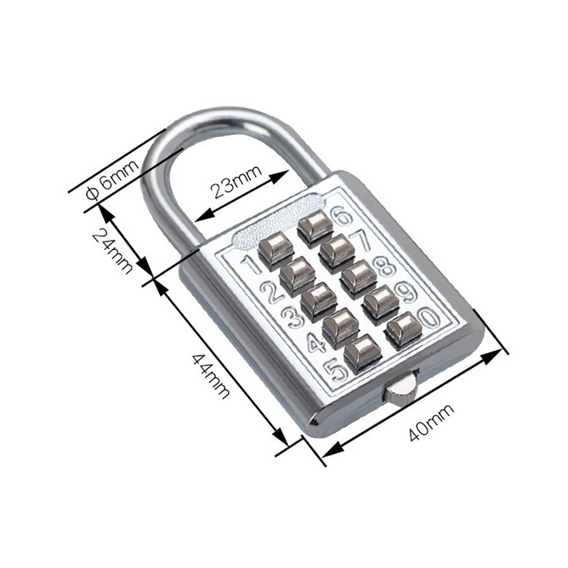 10 Digit Push Button Password Lock Chrome Plated Anti-theft Combination Padlock Push Password Locking Mechanism for Locker etc