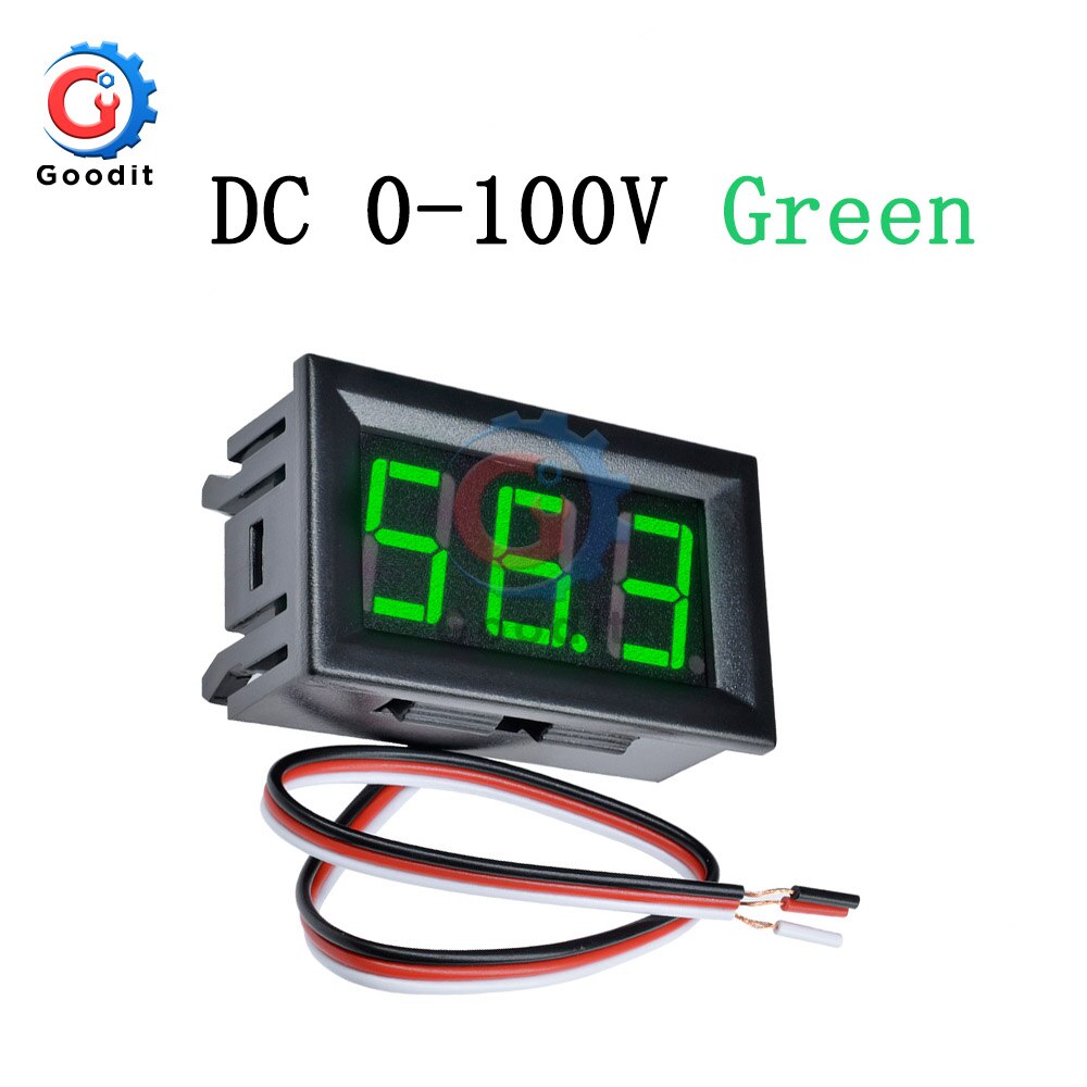 Mini LED Digital DC 0-100V Voltmeter Messgerät Spannung Volt Fahrzeuge Tafel Meter verrotten/Blau/Grün 12V 24V 48V für Auto etc: Grün