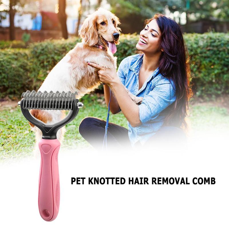 Peigne de coupe de noeud de fourrure pour animaux de compagnie enlever râteau toilettage brosse de perte râteau peigne pour chien chat cheveux outils de toilettage fournitures pour animaux de compagnie