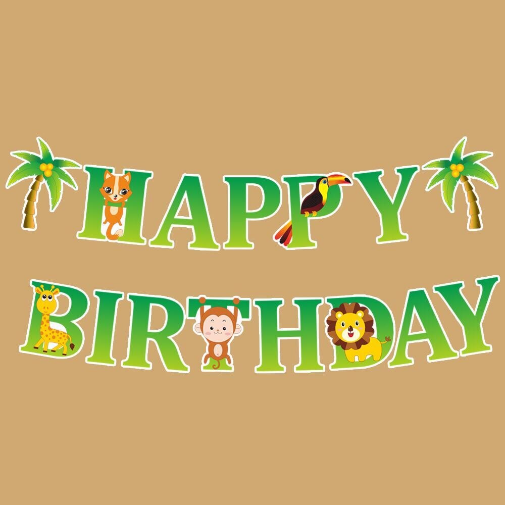 Cute Happy Birthday Banner Animal Dinosaur Giraffe Cow Pig Banner Garland Balloon for Boy Girls Kids Birthday Party Decoration