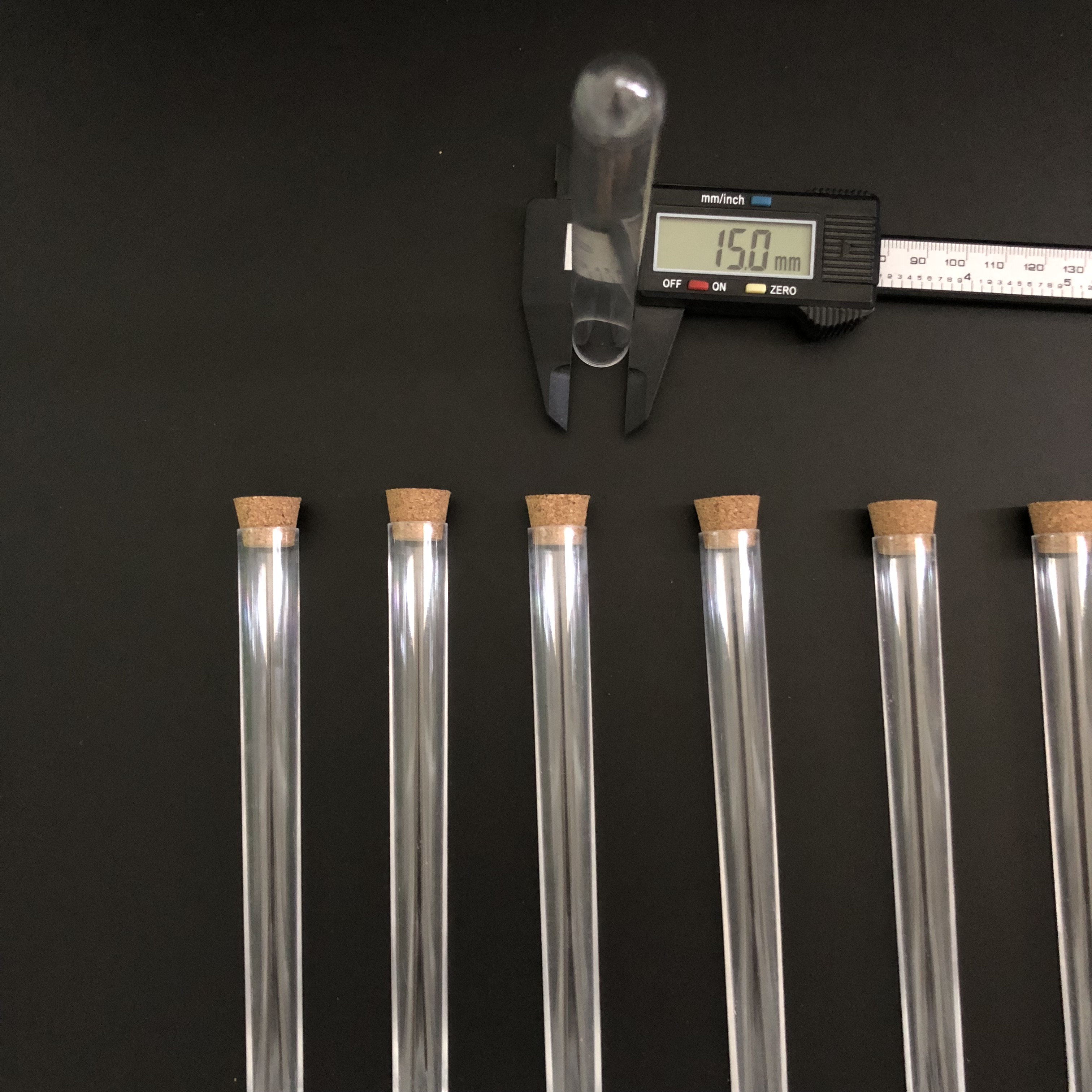 50pcs 15x150mm Clear Plastic test tubes with corks Plastic laboratory test round tube plug lab Transparent plastic tubes vial