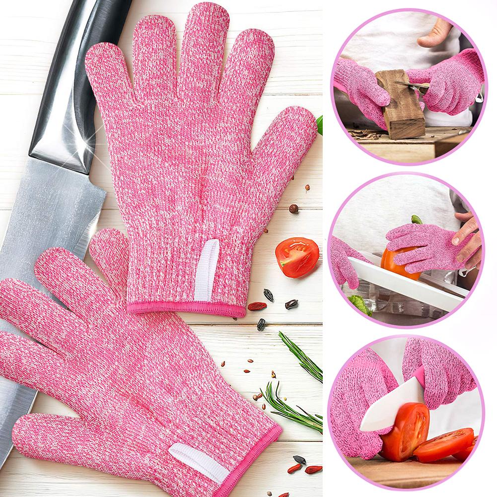 1 Pair Anti Cut Gloves Red Food Grade For Kitchen HPPE EN388 Level 5 ANSI Working protective Gloves Cut Resistant Gloves