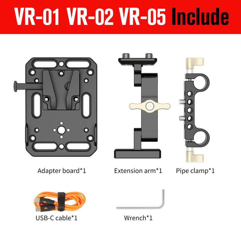 ZGCINE VR-01 VR-02 VR-05 V Mount Battery Plate W/ Rod Clamp standard V Lock battery plate adapter with automatic Lock protection: Orange