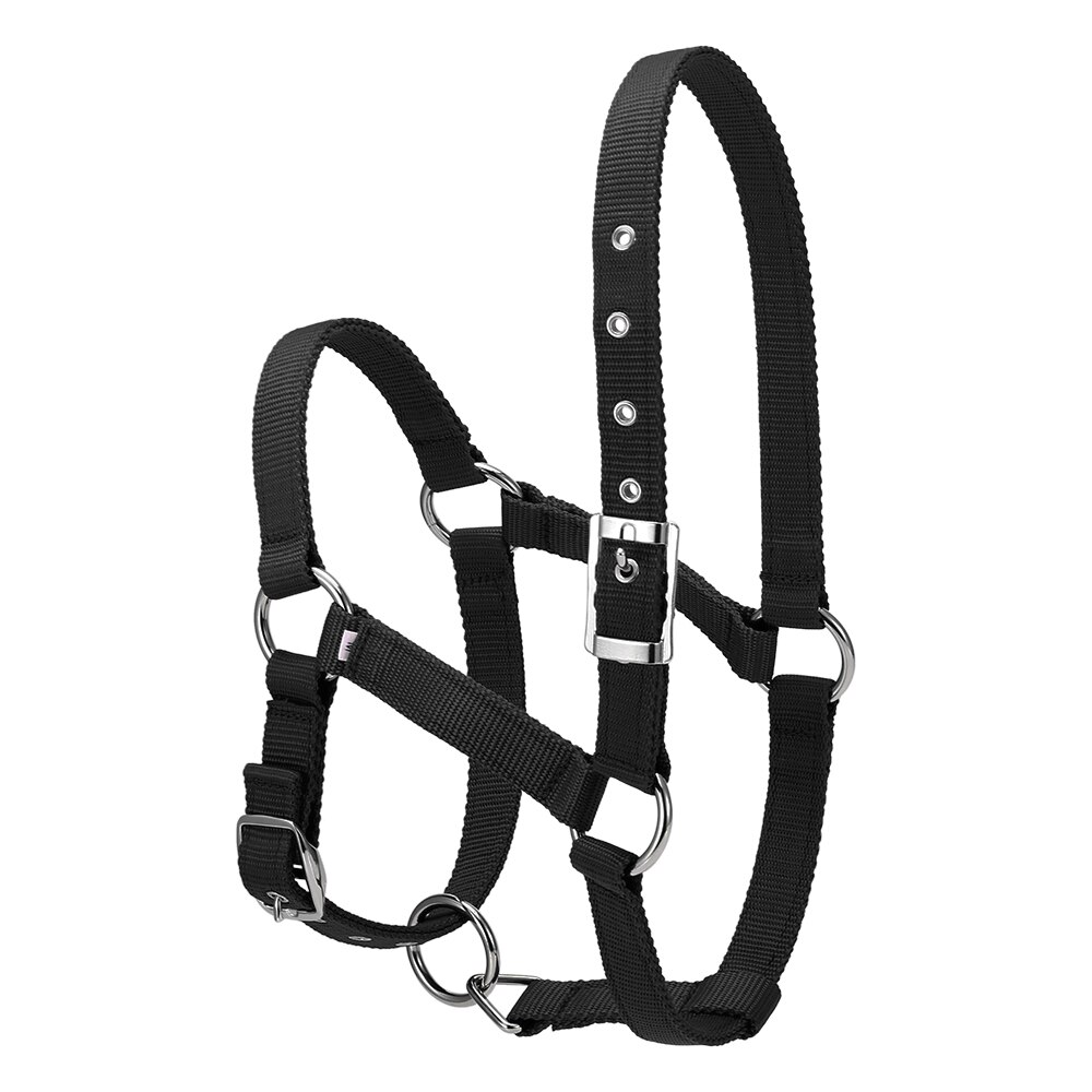 Collar de cabeza de caballo grueso de 6MM, brida ajustable de seguridad, accesorios de equipo de equitación, cuerda de caballo de plomo: Black L