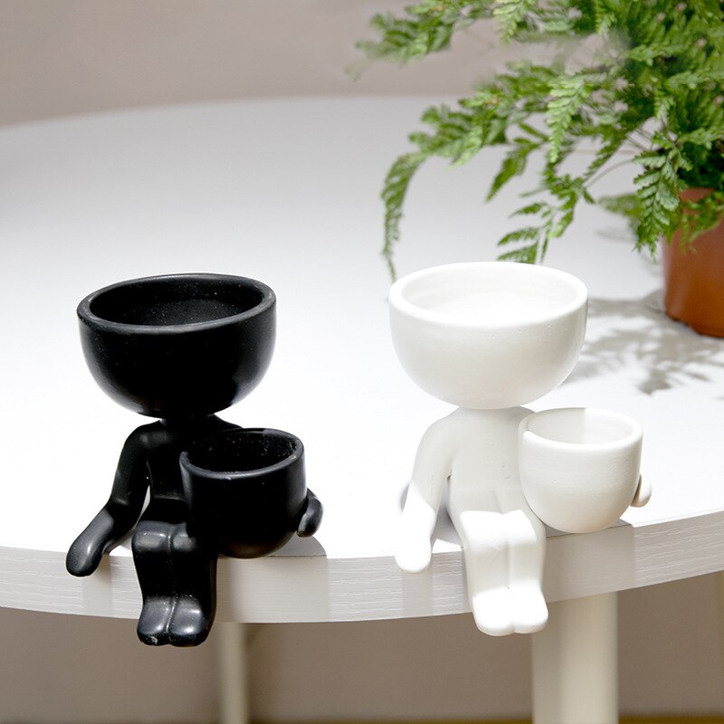 Juego de macetas de cerámica humanoide para decoración del hogar, macetas de flores de , florero de escritorio, alféizar de ventana, bonsái, novedad de