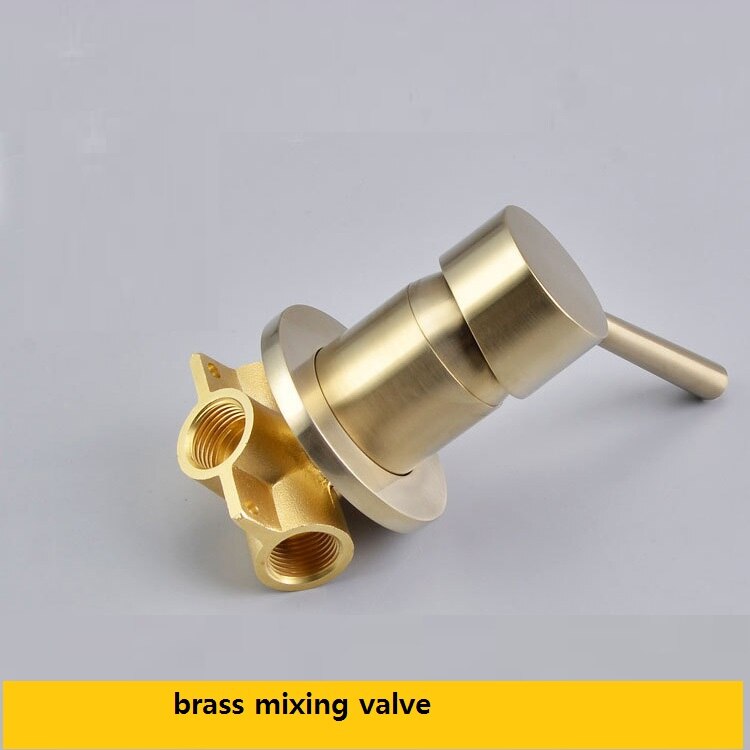 100% Brass Brushed Gold Hand Shower Set Wall Mounted Bathroom Bath Shower Faucets and Cold Mixer Shower Set: Mixing valve only