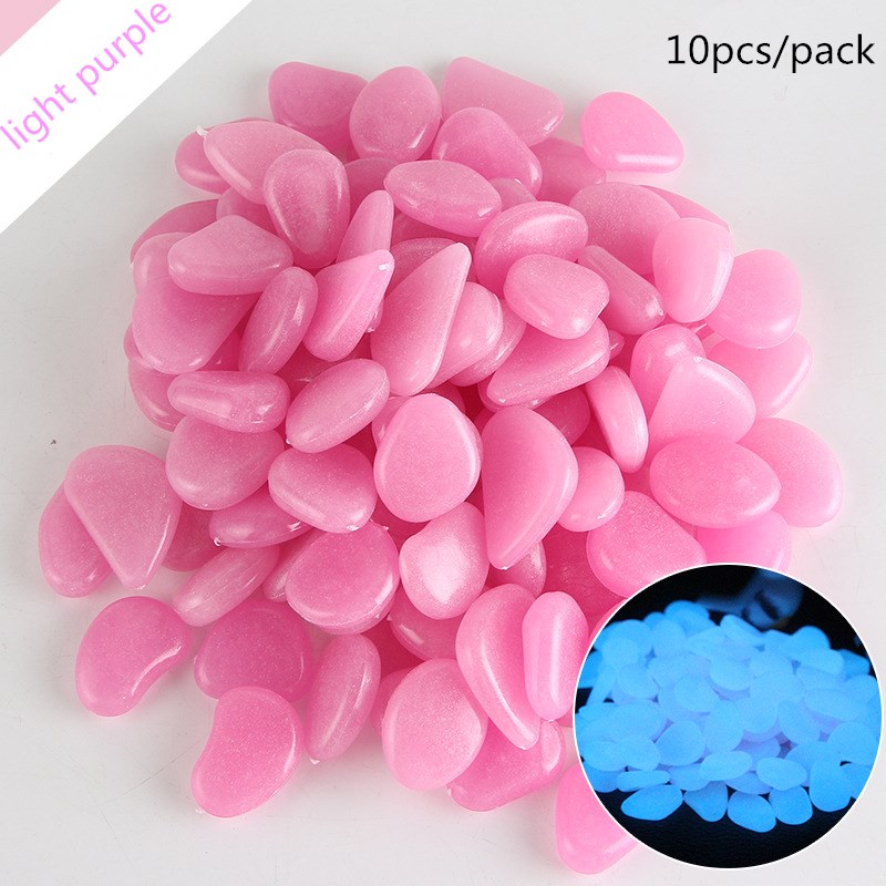 10Pcs/Packnew Lichtgevende Stenen Diy Tuin Park Road Aquarium Vaas Decaration Kids Glow In Dark Speelgoed Voor party Decoraties Steen: light purple