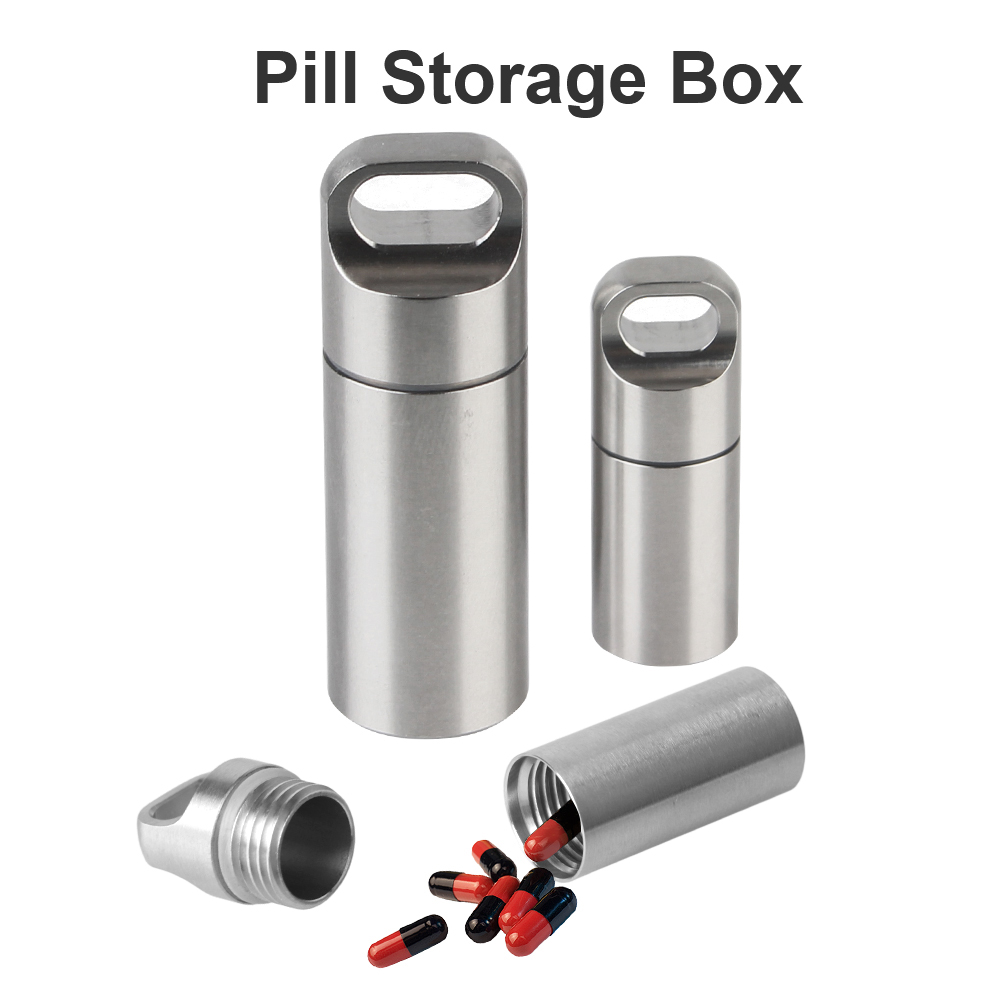 Roestvrij staal S M L pil opbergdoos met sleutelhanger afdichtringen camping EHBO hanger mini medicijndoos waterdicht draagbaar