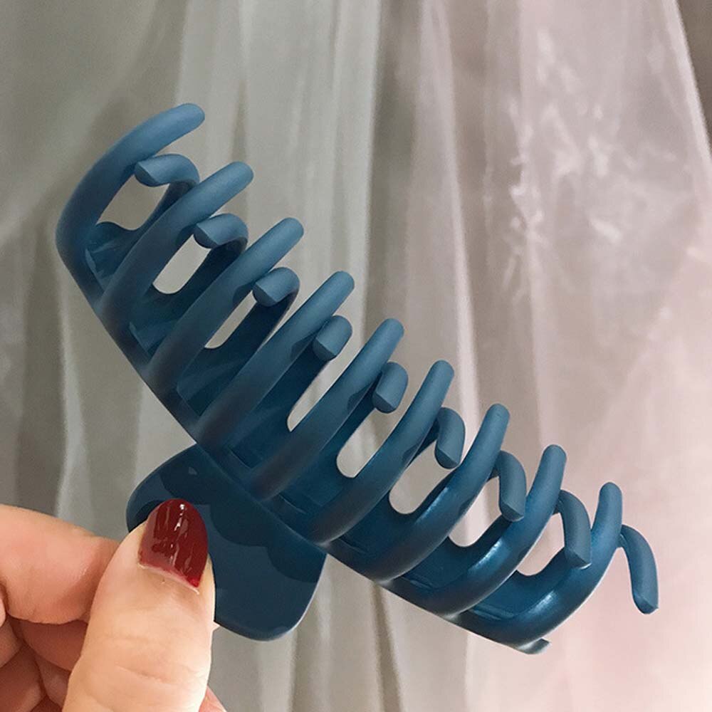 Klauw Clip Voor Vrouwen Stoere Zwarte Plastic Haar Klauw Grote Size Haar Klemmen Klauw Clip Krab Voor Haar accessoires: navy blue