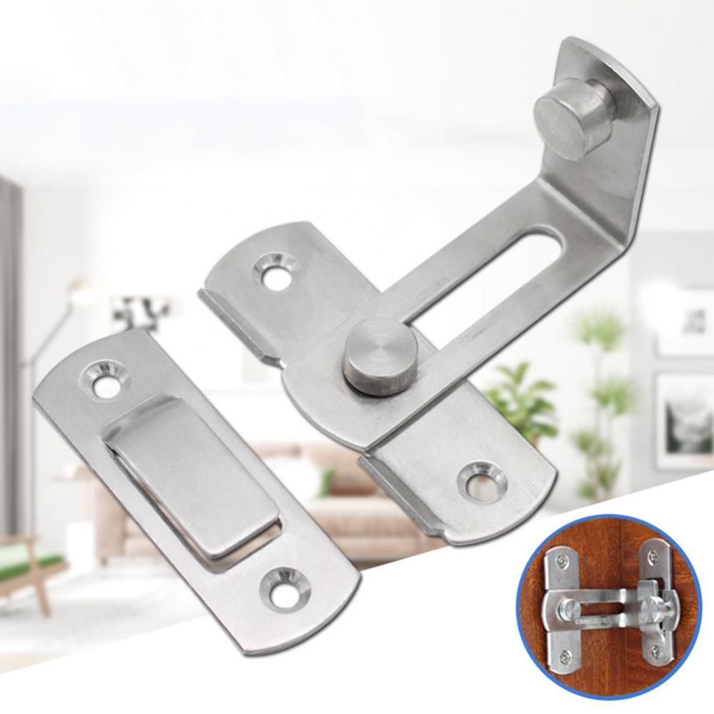 Stainless Steel 90 Degree Hasp Latches Sliding Door Chain Lock Security Tool