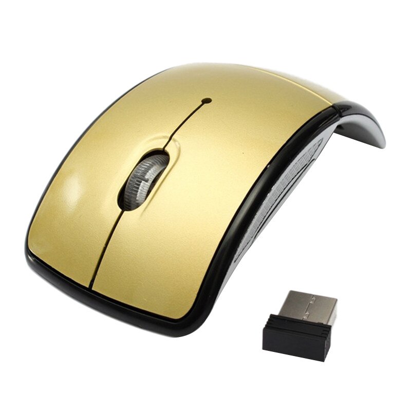 7 färger yta bluetooth musbåge vikbar trådlös ergonomisk tyst usb -mottagare för kringutrustning för windows bärbar dator: Guld-