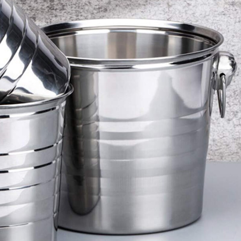 Stainless Steel Ice Bucket Thick Ice Holder Container for Bar Party Champagne Wine Barrel Silver Drink Ice Cooler Bucket Wine Be