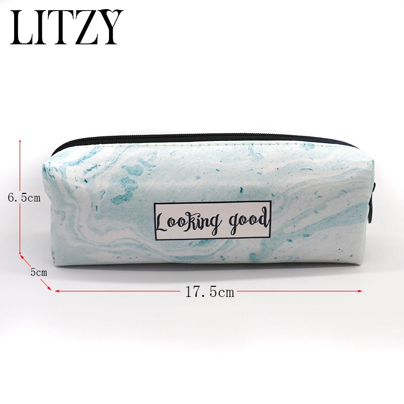 Marmer Etui School Leuke Potlood Gevallen Voor Meisjes Jongen Kawaii Lederen Grote Pen Tas Pencilcase Zakje School Briefpapier