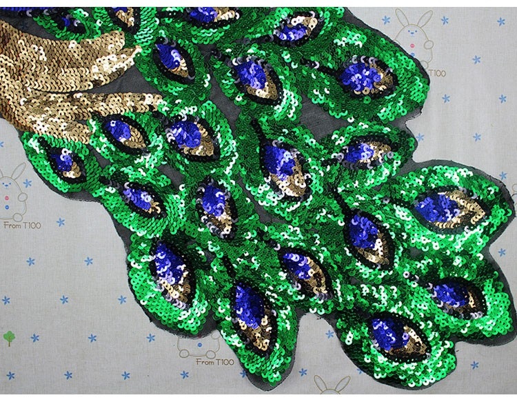 Pailletten Pfau Stickerei Stoff Große Applikationen Patch Applikationen Kleidung NäHenne Auf Flecken