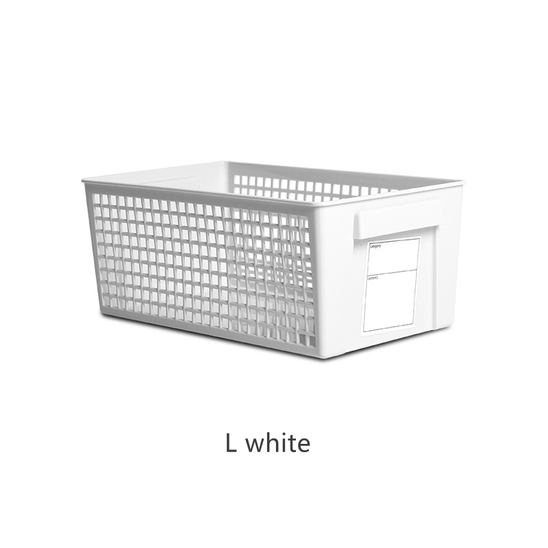 1Pcs Household Desktop Storage Box Bedroom Plastic Snack Storage Basket Kitchen Vegetable Storage Basket Bathroom Storage Box: L white