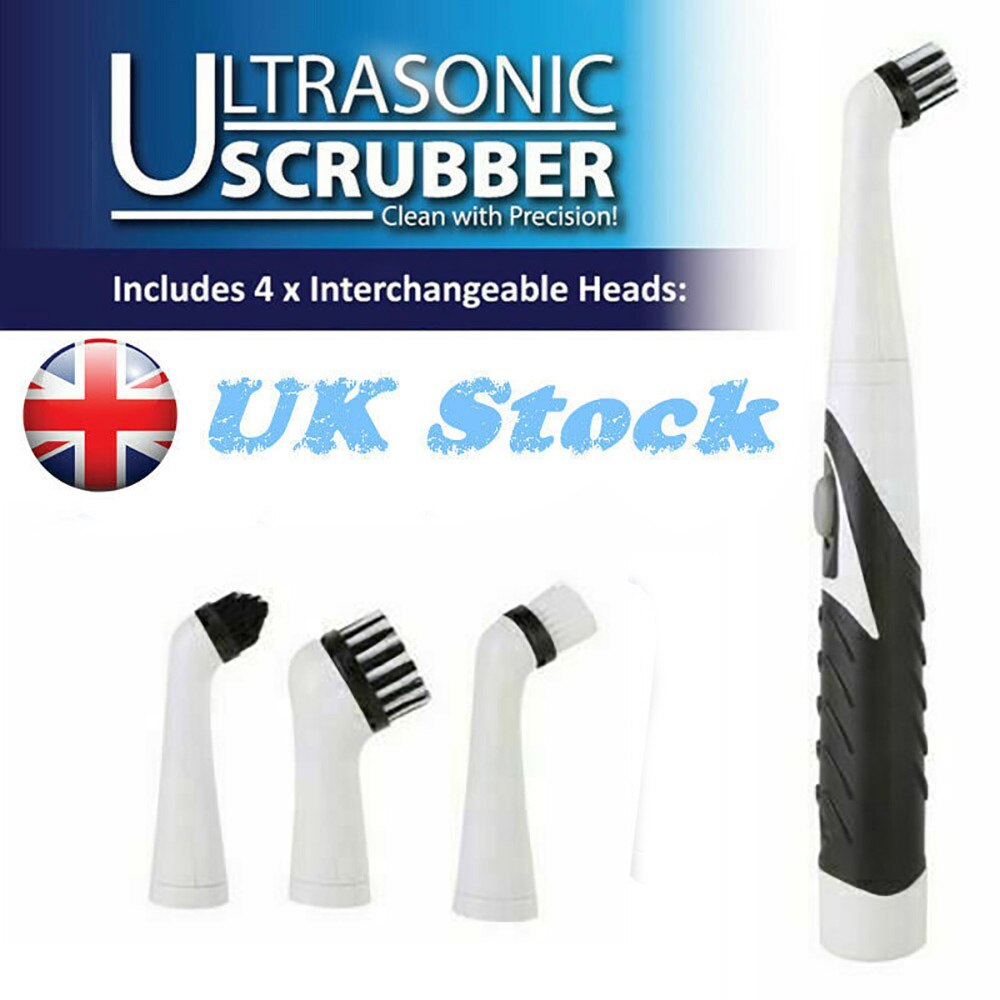 Sonic Scrubber Electric Cleaning Brush Ultrasonic Dust Cleaner Kitchen Supplies: Black