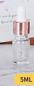 5-100ml rør gjennomsiktig dropper glass aromaterapi væske for essensiell massasje olje pipette etterfyllbare flasker rosa gull deksel: 5ml