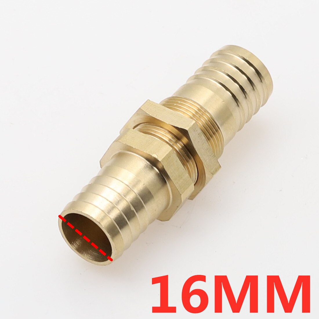 Raccord de Tube barbelé en laiton pour cloison 6/810/12/14/16/19mm, adaptateur de connecteur de coupleur de Tube barbelé pour carburant, gaz, eau, cuivre, 1 pièce: 16MM Barb