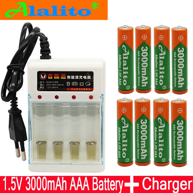 Brand 3000mah 1.5V AAA Alkaline Battery AAA rechargeable battery for Remote Control Toy Batery Smoke alarm with charger