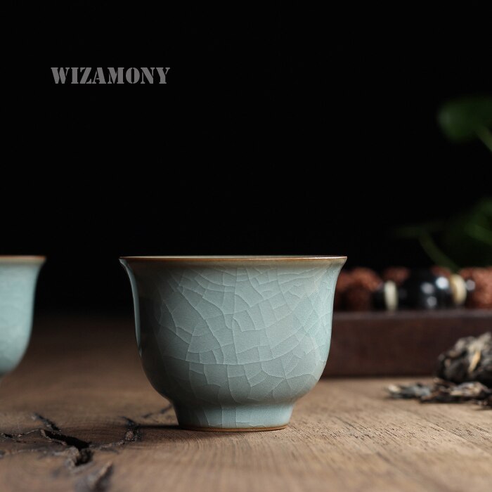 1 pcs Chinese Longquan Celadon Porcelain Gaiwan Teacups Porcelain Bowl 65ml China Tea Pot Celadon Crackle Teacups
