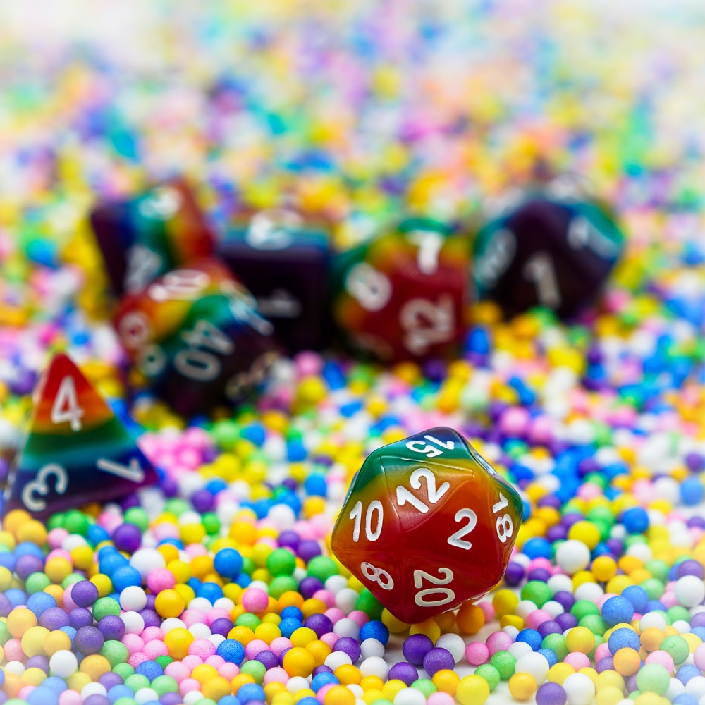 7 st/set rainbow dnd tärningar d & d tärningar  d4 d6 d8 d10 d% d12 d20 polyhedrala spel tärningssats för bordsspel mtg rpg