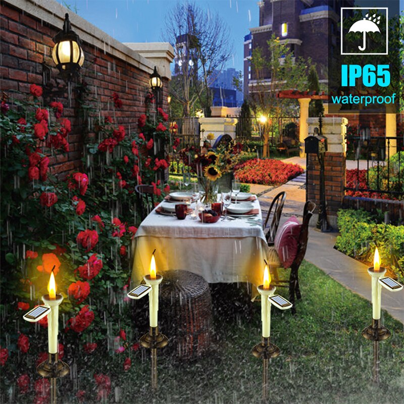 Velas solares para ventana con candelabros, luz LED impermeable, recargable, para exteriores, jardín, césped, decoración interior del hogar