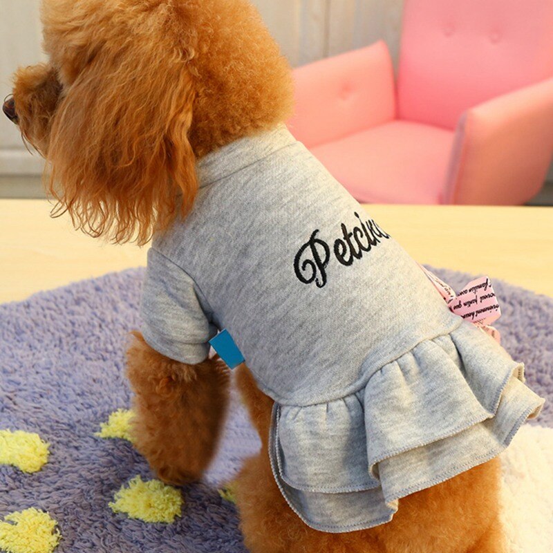 Winterkleding voor huisdieren, honden, katten, jassen met strik, puppykleding, teddybeer, poedelkleding, jurk