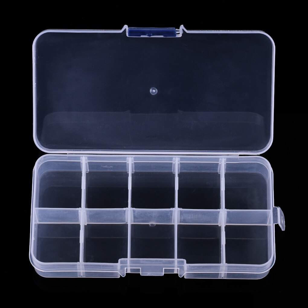elenxs 8/10/15 Grid Fishing Clear Storage Box Transparent Fish Hook Organizer Plastic Jewelry Container