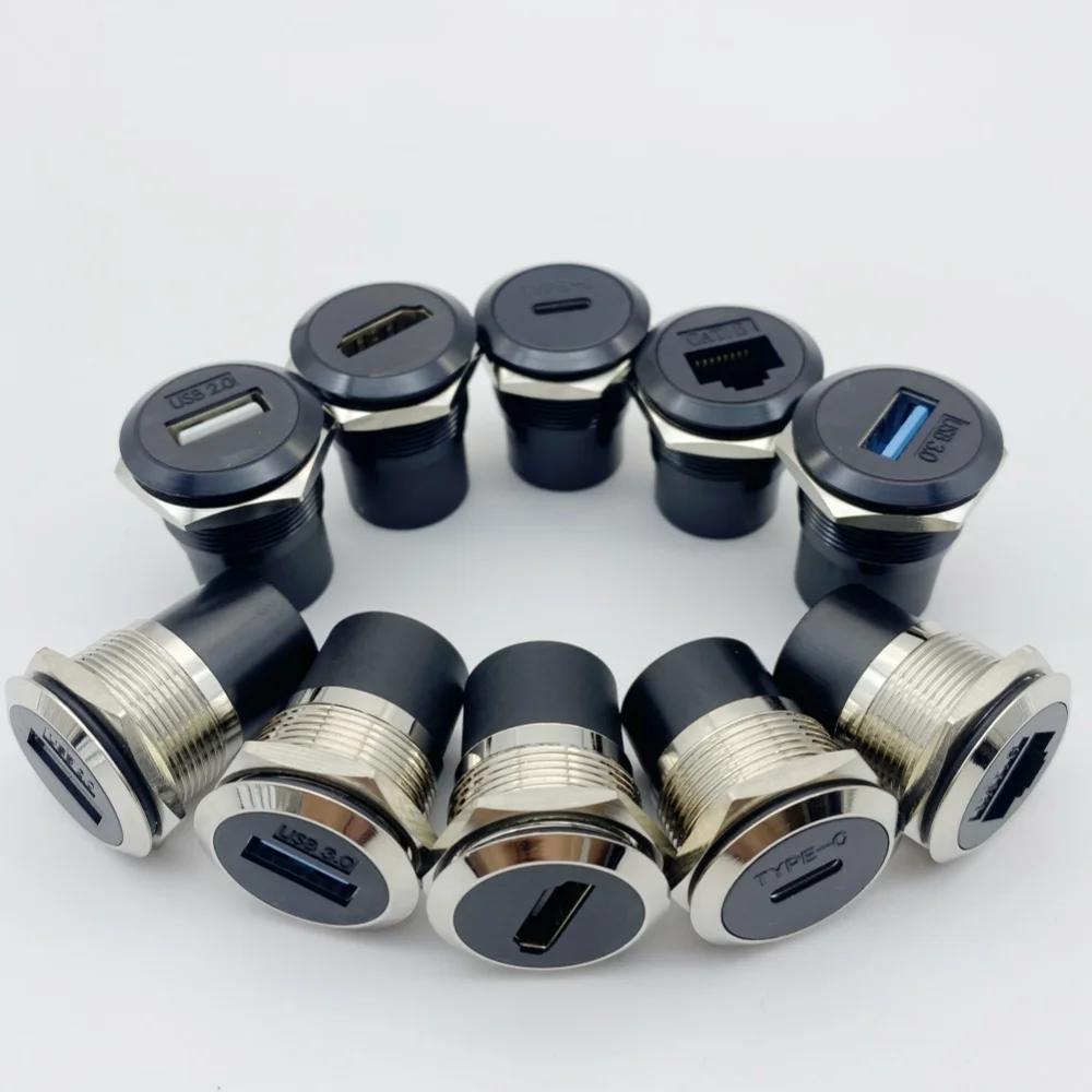 1 stuk metalen ronde socketmodule type d  rj45 rechte netwerk usb 2.0 usb 3.0 -connector paneelmontage hdmi cat 6