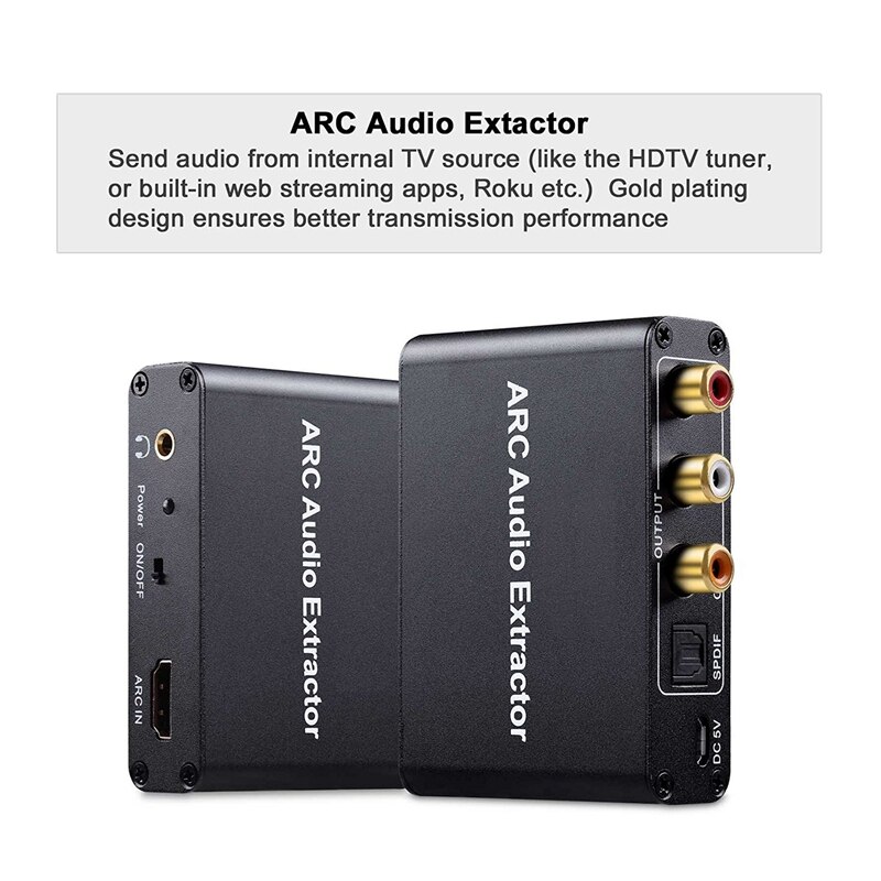 HDMI ARC Audio Adapter, HDMI Audio Extractor ARC to Optical TOSLINK SPDIF Coaxial + Analog 3.5mm L/R Stereo Audio Converter (Mos