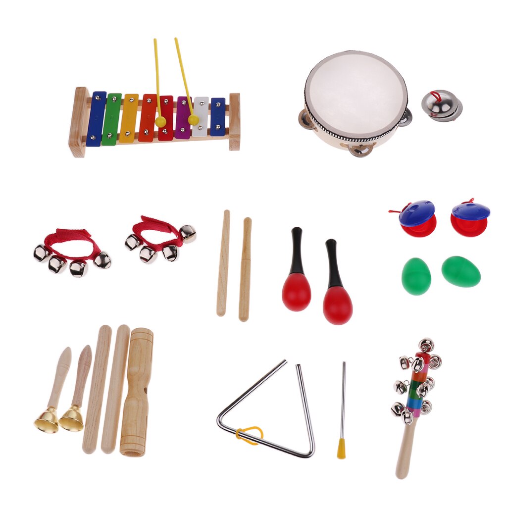 Ensemble Castanet tambourin Maraca Glockenspiel clavier avec maillet enfants jouets musicaux