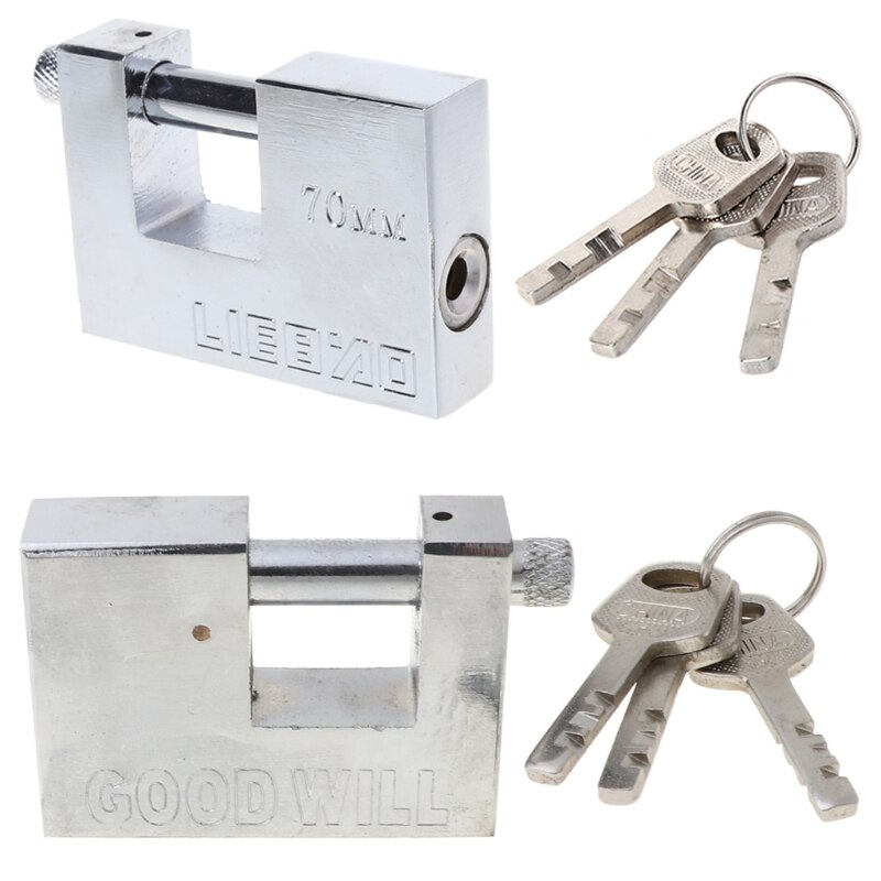 Steel Burglar Padlock Security Safety Lock Antique Horizontal Opening J6PD