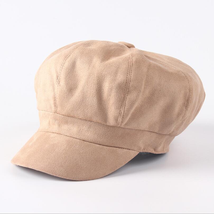 Suede Newsboy Cap Beret Female Male Flat Cap Autumn Winter Hats For Women Men Octagonal Cap Painter Hat Vintage England Artist