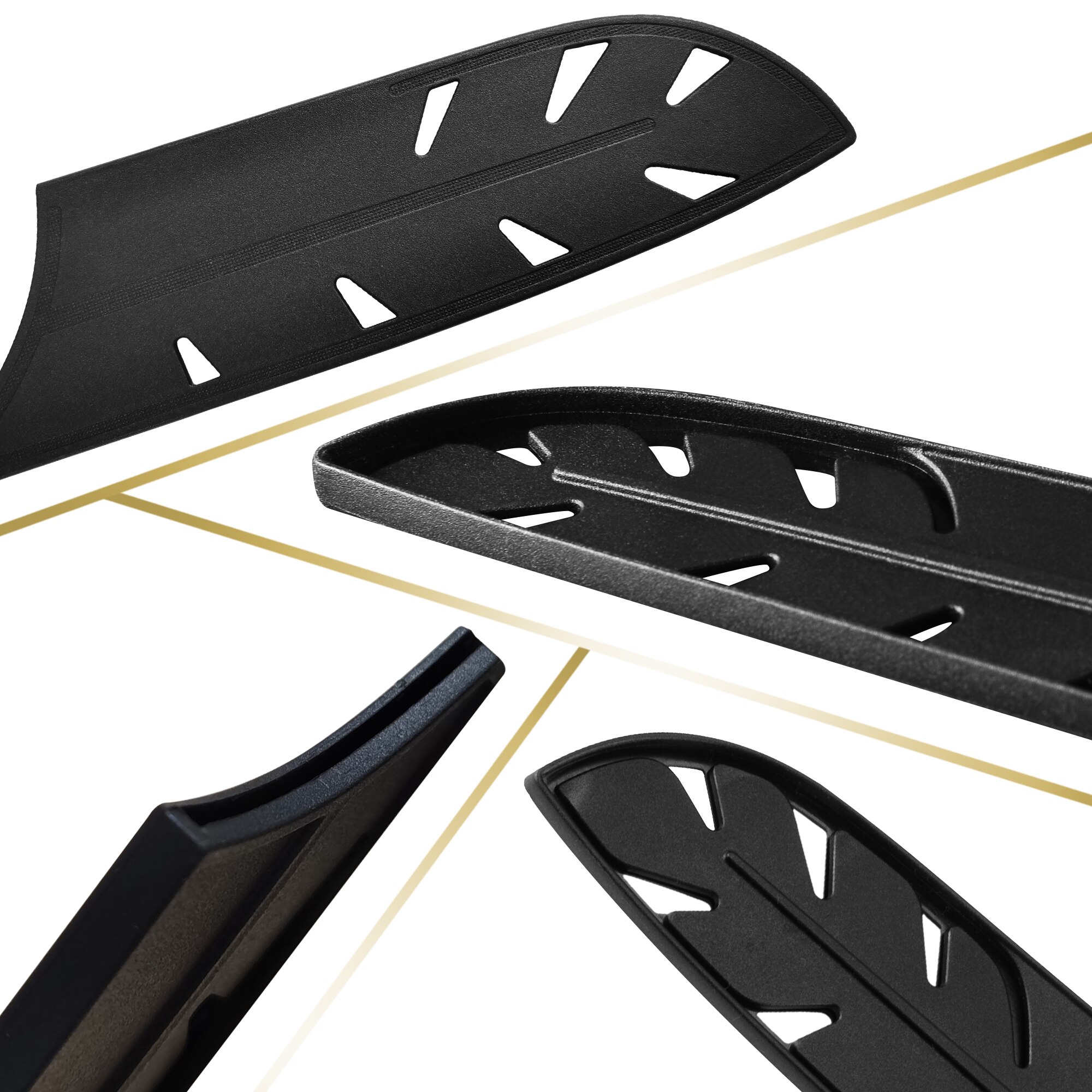 XYJ 9pcs Knife Cover Pp Plastic Black Feather Knife Sheath Utility Paring Santoku Nakiri Cleaver Bread Slicing Chef Knives