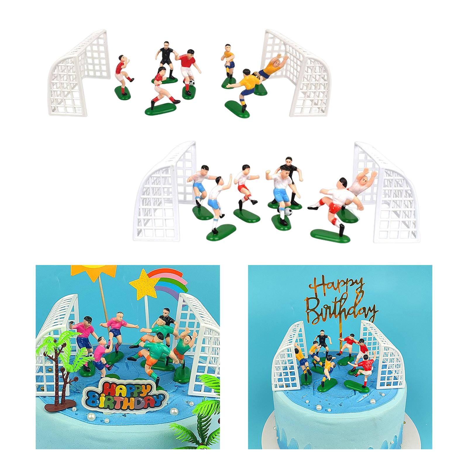 Voetbal Cake Toppers Fittings Benodigdheden Doelpoort DIY Mini Spelers Decoraties voor Kinderen Verjaardag Voetbal Thema Bakken Cupcake