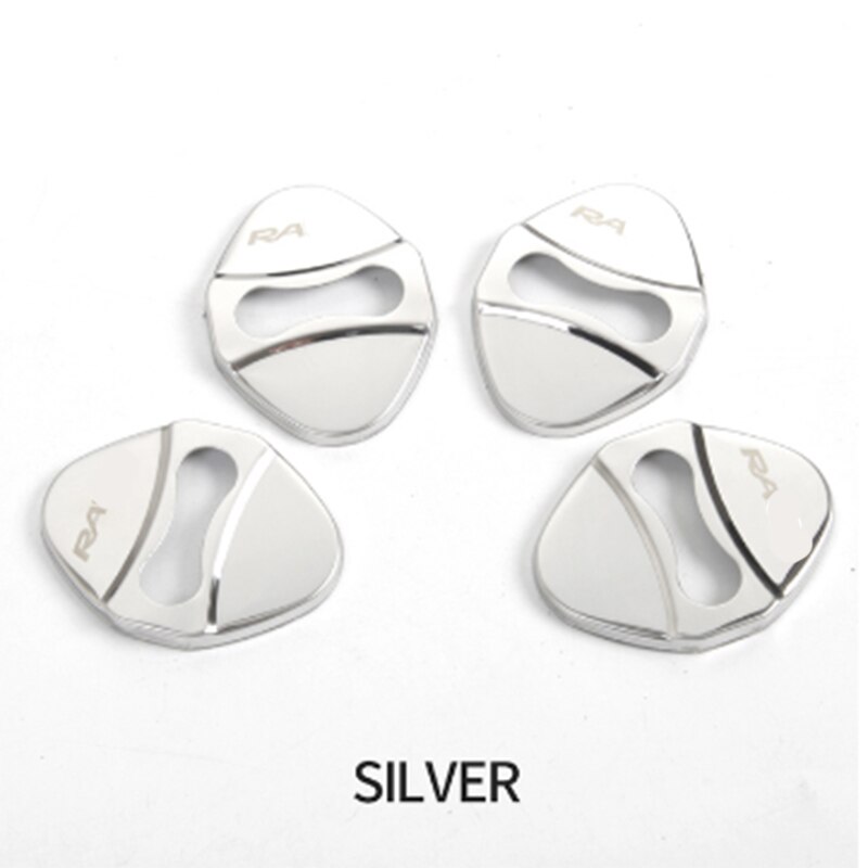 Car Stainless Steel Door Lock Protective Cover For Toyota RAV4: silver
