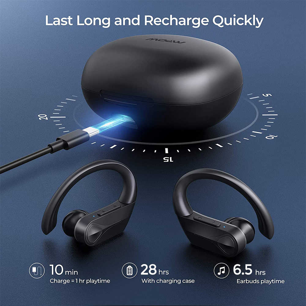 Mpow chama solo esporte fones de ouvido sem fio bluetooth controle toque universal ipx7 estéreo baixo com microfone redução ruído