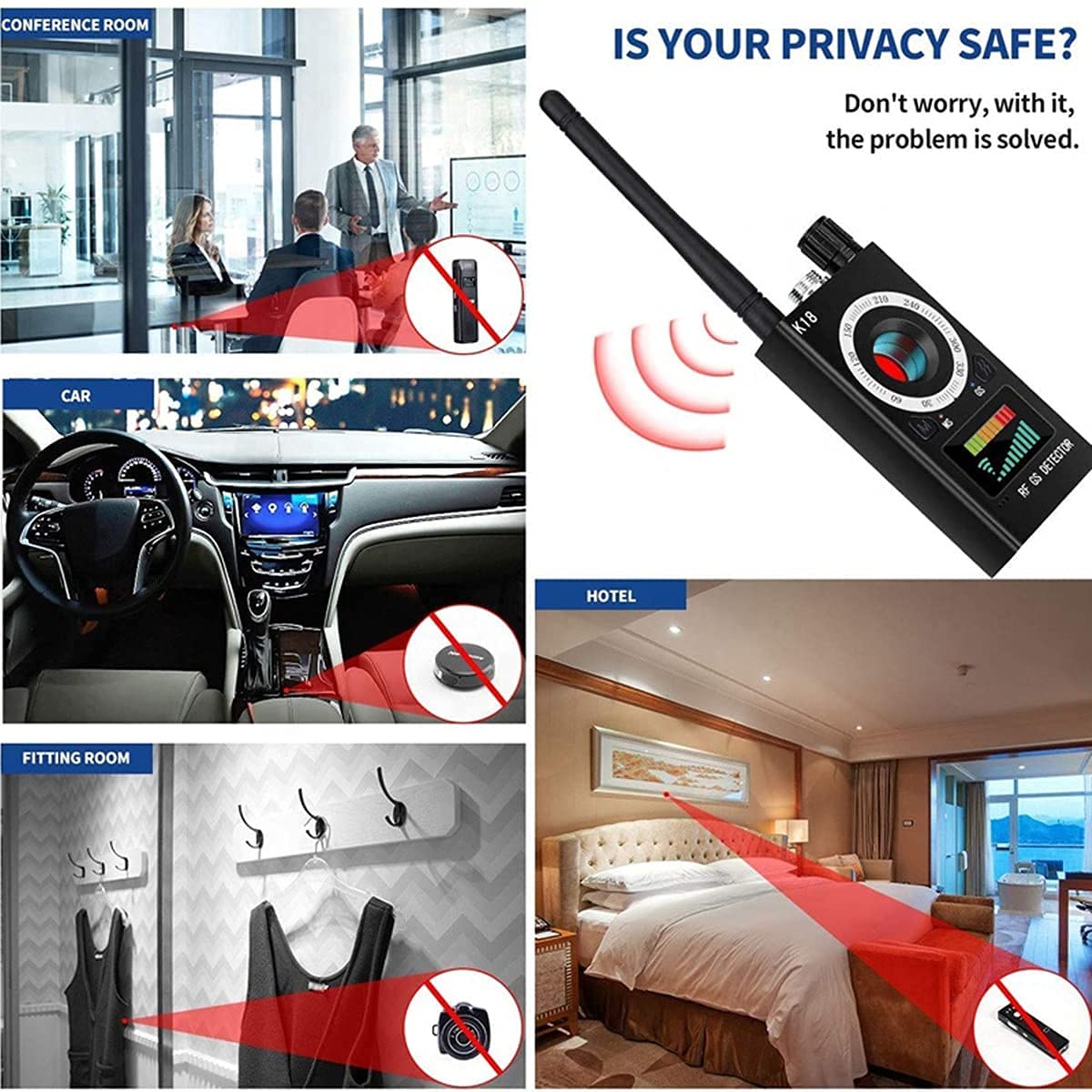 Multifunctional Radio Signal Detector, Anti-Monitoring Wireless Detector, GSM Device, Tracer Finder