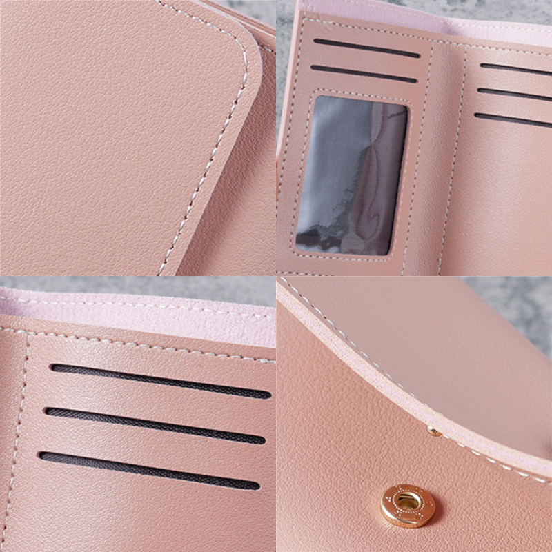 Cute PU Leather Short Wallet for Women Small Hasp Girl Credit Card Holder for Coin Purse Female Wallet Short Purse for Women