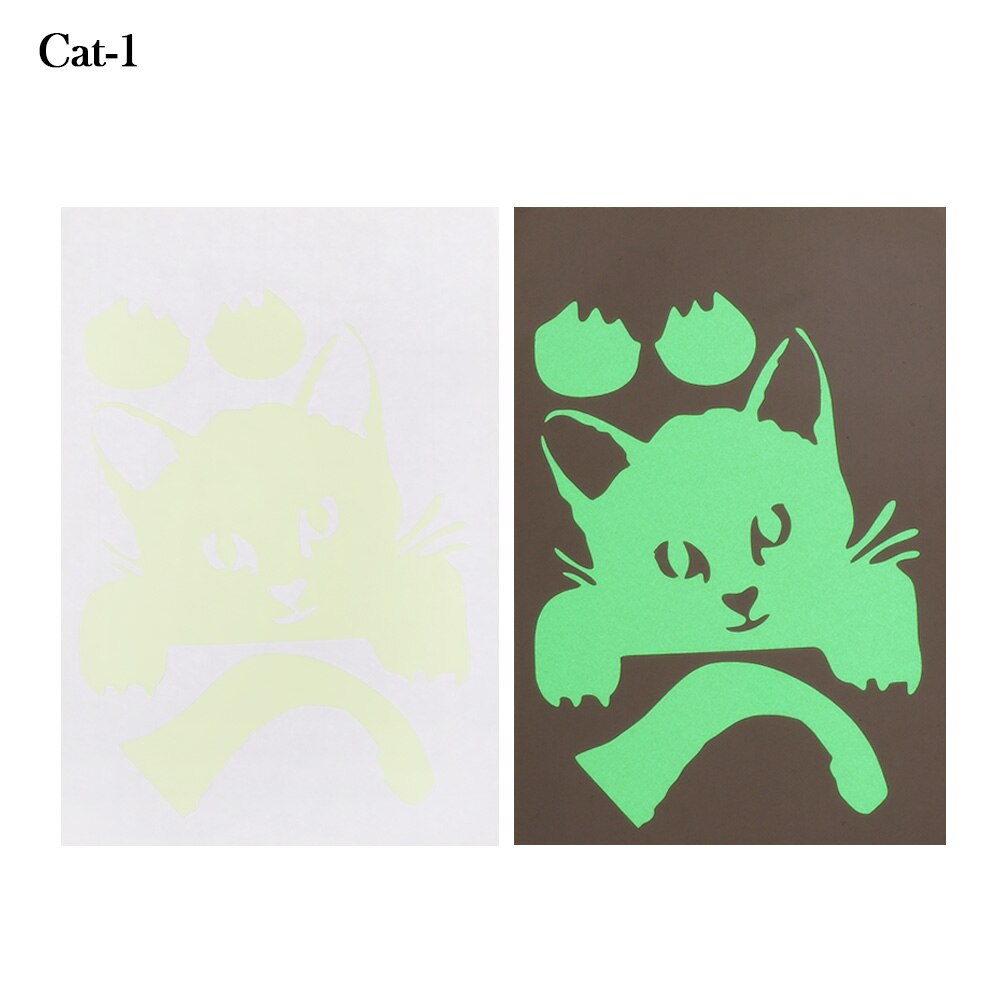 1Pc Cartoons Schakelaar Sticker Leuke Koeien Katten En Honden Fluorescerend Papier Lichtgevende Sticker Kinderkamer Woondecoratie: Cat-1