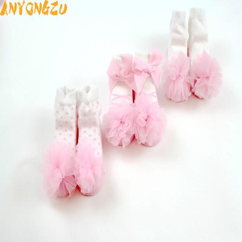 Baby Socks Spring Summer Girls Novelty Point Jacquard Bud Silk Girl Baby Dancing Sock 0 -12 Month 3pair/lot