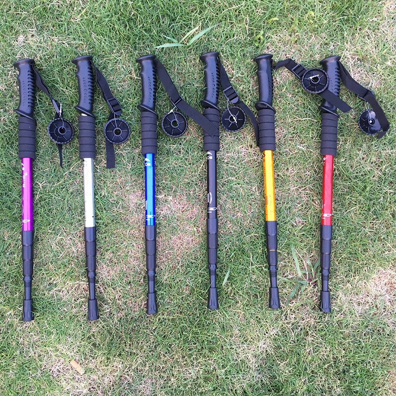 2Pcs Nordic Walking Sticks Telescopic Baton Trekking Poles Ultra Hiking Walking Canes With Rubber Tips Adjustable Bands