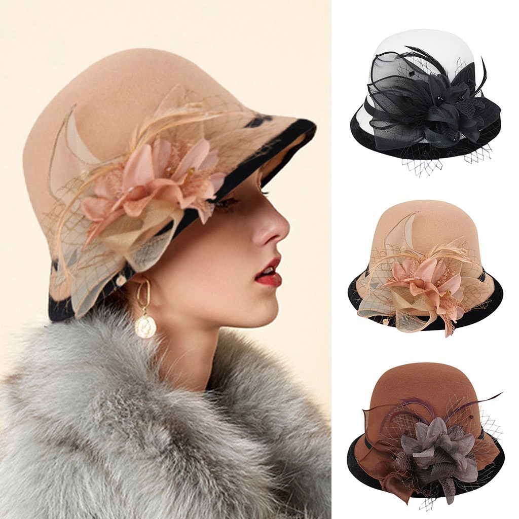 Mor dame top hat efterår og vinter uldne cloche hatte kvinde fest formel top klasse 100%  uld filt top hat
