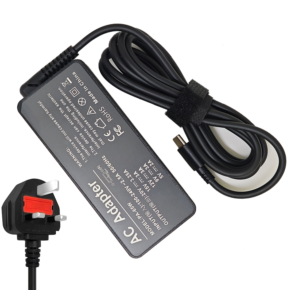 20V 3.25A 65W USB Type-C AC Laptop Power Adapter Charger For Lenovo Thinkpad X1 Carbon Yoga X270 X280 T580 P51 P52s E480 E470: Yellow