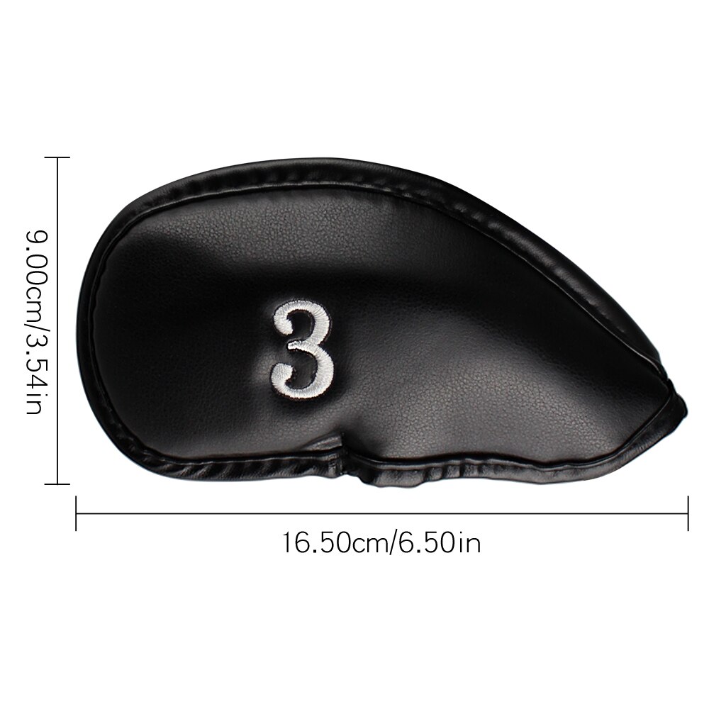 12pcs/set Black Artificial Leather Golf Club Head Cover Wedge Iron Putter Protective Headcovers