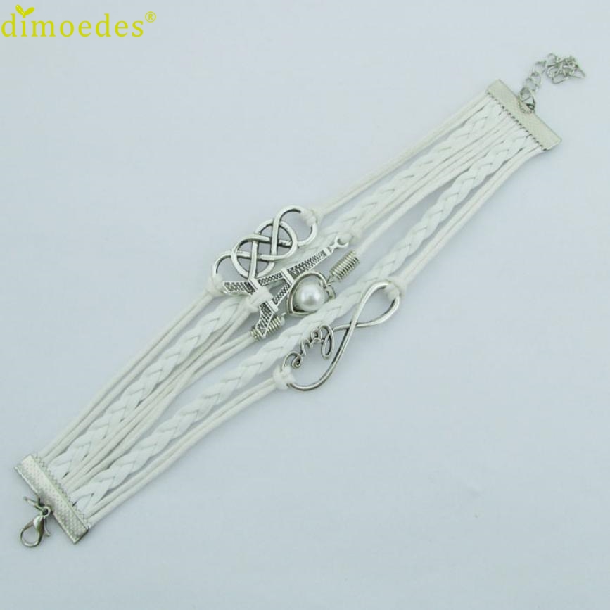 Gussy Leven Behoort Tot U Infinity Liefde Hart Eiffeltoren Vriendschap Leather Charm Armband Jan17